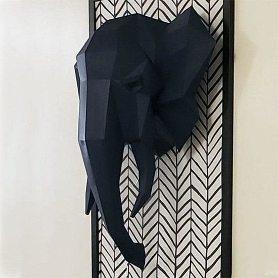 Papercraft world DIY Paper Wall Art kit Elephant Black 72x69x30 cm.