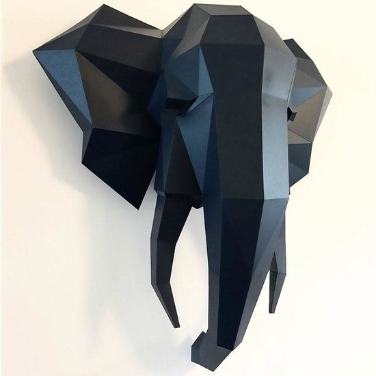 Papercraft world DIY Paper Wall Art kit Elephant Black 72x69x30 cm.
