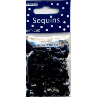 Pailletten Cup 6mm 12gr 1200 stuks Metal Zwart
