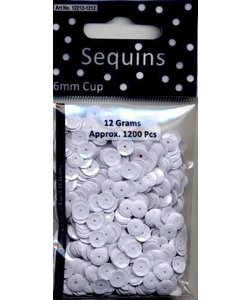 Pailletten Cup 6mm 12gr 1200 stuks Wit