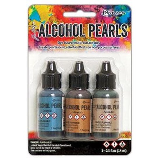 Tim Holtz Ranger Alcohol ink Pearls Kit #4  3 x14ml Celestial, Mineral, Smolder