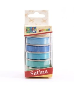 Satijn lint Set 6 Kleuren 6mmx2m Baby Blue