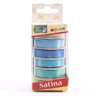 Satijn lint Set 6 Kleuren 6mmx2m Baby Blue