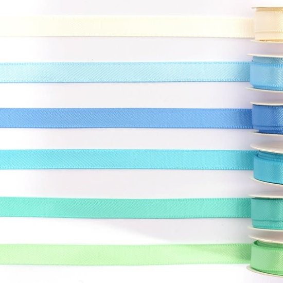 Darice Satijn lint Set 6 Kleuren 6mmx2m Baby Blue