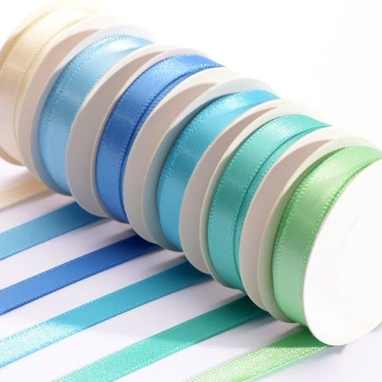 Darice Satijn lint Set 6 Kleuren 6mmx2m Baby Blue