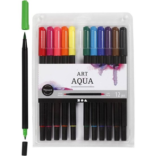 Creotime Aquarel marker set, 12 stuks