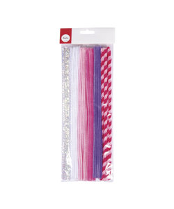 Chenilledraad mix 9mm x 30 cm  6x5 stuks assorti roze