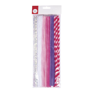 Chenilledraad mix 9mm x 30 cm  6x5 stuks assorti roze