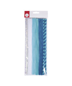 Chenilledraad mix 9mm x 30 cm  6x5 stuks assorti blauw