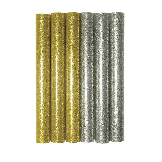 Rayher Rayher Lijmpatronen Glitter Ø 11 mm. Lengte 10cm 6 st. Goud / Zilver