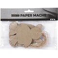 Creotime Papier-Maché Paas Decoraties Konijn, Kip, Ei 6st