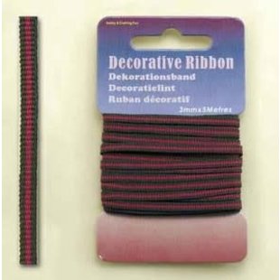 Decorative Ribbon lint 3mm kaartje 5 meter Multi  Fuchsia