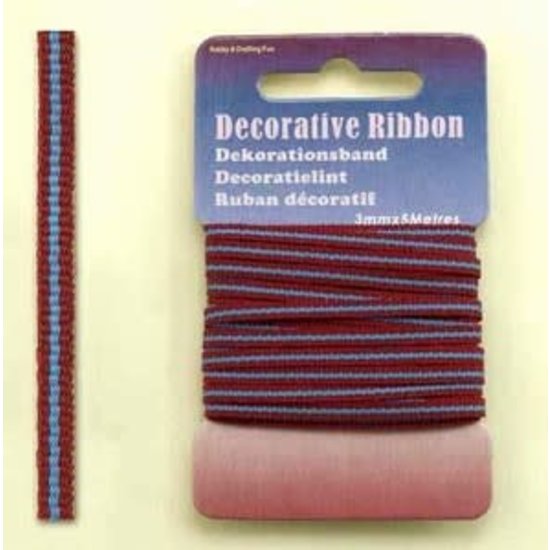 Hobby & Crafting Fun Decorative Ribbon lint 3mm kaartje 5 meter Multi Bordeaux