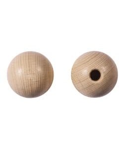 Houten bal naturel halfgeboord 30mm boorg. 6mm