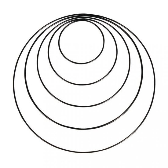 Rayher Spanring metaal Rond Zwart 5 st. 10cm,15cm,20cm,25cm,30cm