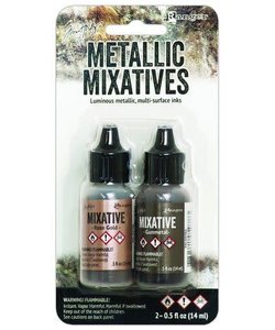 Ranger Alcohol Ink Metallic Mixatives, Rose Gold & Gunmetal, 2x14ml