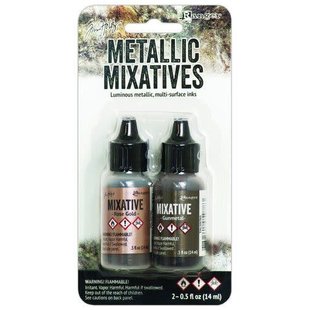 Ranger Alcohol Ink Metallic Mixatives, Rose Gold & Gunmetal, 2x14ml