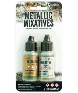 Ranger Alcohol Ink Metallic Mixatives, Gold & Silver, 2x14ml