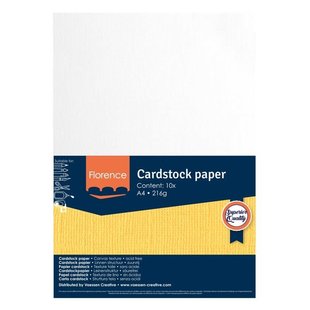 Florence Cardstock Papier Texture A4, 10pcs, 216g, Wit