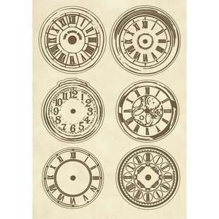 Stamperia houten figuren A5 uitdruk Clocks