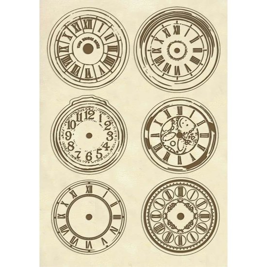 Stamperia Stamperia houten figuren A5 uitdruk Clocks