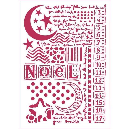 Stamperia Stamperia Stencil A4 Moon Star & Writings