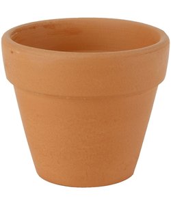 Terracotta bloempot, 3,1cm. hoog 3,4cm. doorsnee, 1 st.