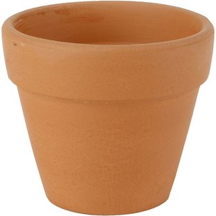 Terracotta bloempot, 3,1cm. hoog 3,4cm. doorsnee, 1 st.