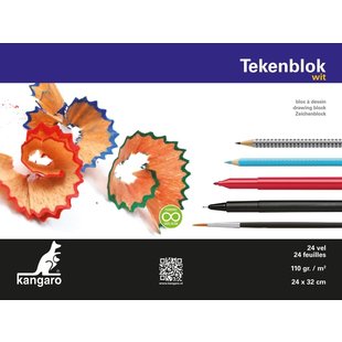 Tekenblok zuurvrij 110gr. 24x32cm. 24 vel Wit