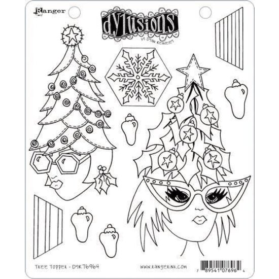 Dyan Reaveley Ranger Dylusions Cling Stamp Set Tree Topper By Dyan Reaveley
