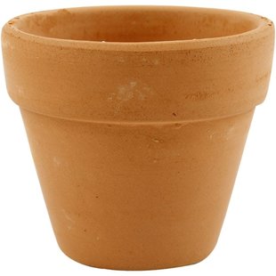 Terracotta bloempot, 6,5cm. hoog 7cm. doorsnee, 1 st.