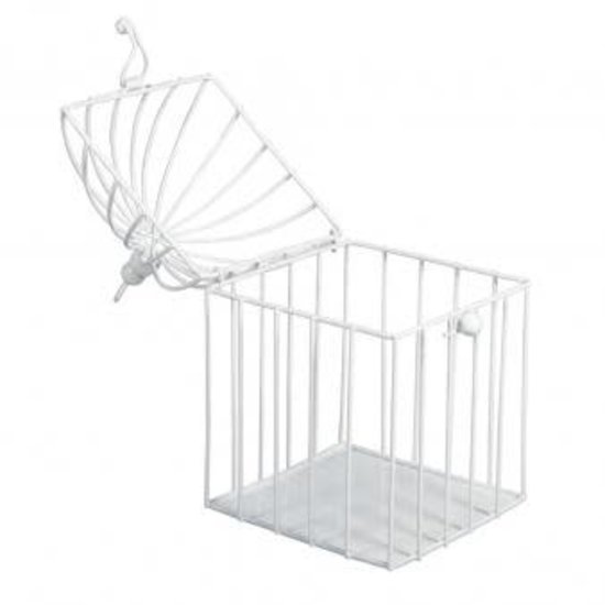Rayher Deco metaal vogelkooi 7x7x13cm. met sluiting Wit