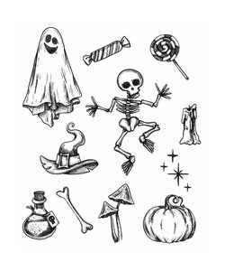 Tim Holtz Cling Stamp Halloween Doodles