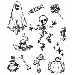 Tim Holtz Cling Stamp Halloween Doodles