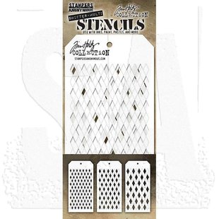 Tim Holtz Layering Stencils Shifter Harlequin 4 1/8" x 8 1/2" 3 pcs.