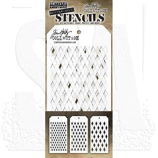 Tim Holtz Tim Holtz Layering Stencils Shifter Harlequin 4 1/8" x 8 1/2" 3 pcs.