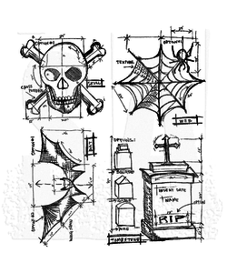 Tim Holtz Cling Stamp Halloween Blueprint