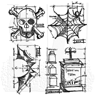 Tim Holtz Cling Stamp Halloween Blueprint