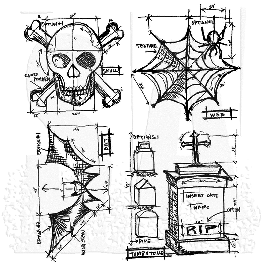 Tim Holtz Tim Holtz Cling Stamp Halloween Blueprint