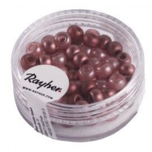 Rocailles mix met groot gat afm 5,5mm, gat 2mm, 80st, kleuren ass. Chiffon roze