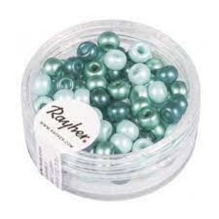 Rocailles mix met groot gat afm 5,5mm, gat 2mm, 80st, kleuren ass. Mint