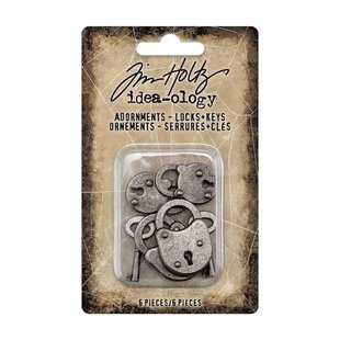 Tim Holtz Idea-Ology Halloween Adornments Locks & Keys 6 pcs.