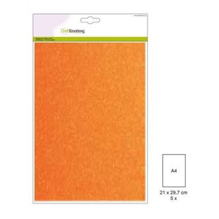 Craftemotions glitterpapier niet zelfklevend 5 vel A4 120g Neon Oranje