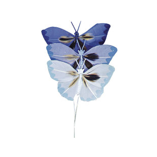Decoratie Vlinders Blauw 2x4cm 6st