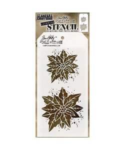 Tim Holtz Layering Stencil 4 1/8" x 8 1/2" Poinsettia Duo