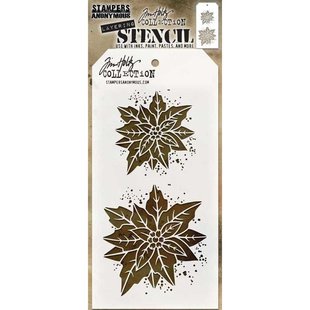 Tim Holtz Layering Stencil 4 1/8" x 8 1/2" Poinsettia Duo