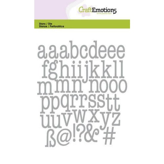 CraftEmotions CraftEmotions Stansmal Alfabet Typewriter kleine letters 14,5mm-20mm. Card 10,5x14,8cm