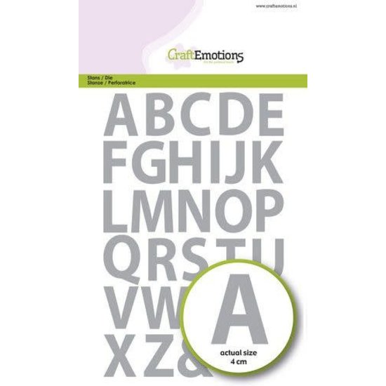 CraftEmotions CraftEmotions Stansmal Alfabet Basic Hoofdletters 40mm.  12x20,5cm