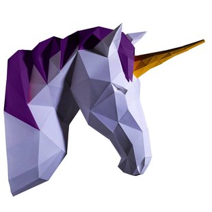 DIY Paper Wall Art kit Unicorn White/Purple/Gold 50x25x54 cm.