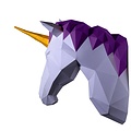 Papercraft world DIY Paper Wall Art kit Unicorn White/Purple/Gold 50x25x54 cm.
